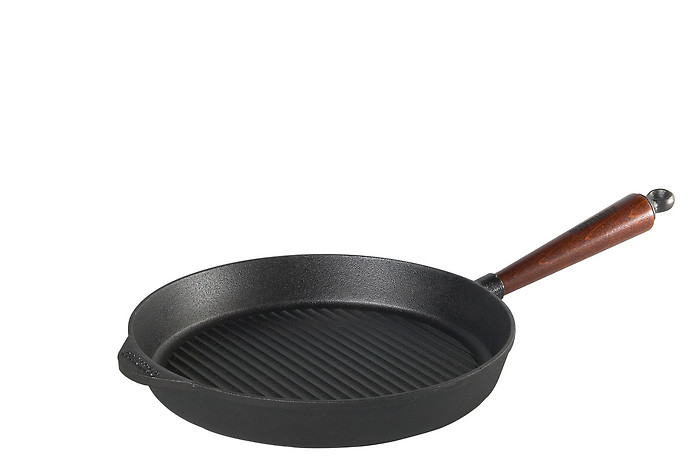 Bild: Gusseisen Grillpfanne mit Holzgriff