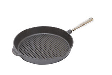 Gusseisen Grillpfanne mit Ausguss und Edelstahlgriff 28 cm - Skeppshult 0842