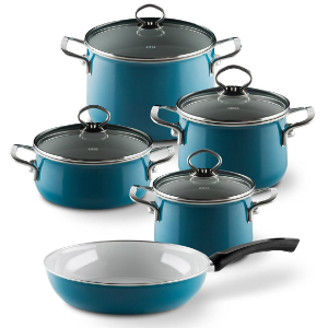 Riess Emaille Topfset mit Pfanne t&uuml;rkis