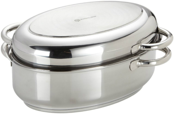 Edelstahl-Gänsebräter von SUS | für alle Herdarten inklusive Induktion | Durchmesser: 38 cm | Inhalt: 9 Liter Edelstahl Gaensebraeter SUS 38 cm