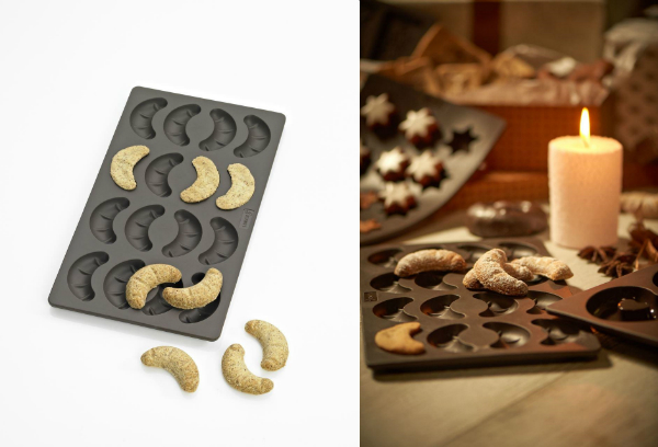 Silikon Backform für leckere Kipferl von Lurch FLEXIFORM | für je 16 Kipferl | für gleichmäßige Backergebnisse Lurch Flexiform Kipferl