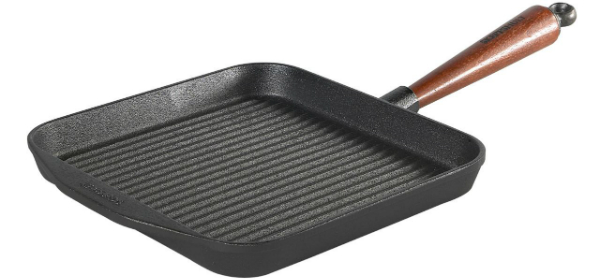 Grillpfanne aus Gusseisen mit Buchegriff von Skeppshult | Durchmesser: 25 cm Skeppshult Gusseisen Grillpfanne 25 cm Buchegriff