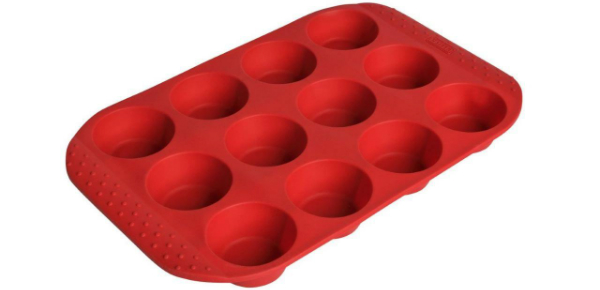 Flexible Silikon Muffinform für 12 Muffins von Kaiser | zum fettarmen Backen | inklusive Rezeptheft Kaiser Silikon Muffinform fuer 12 Muffins