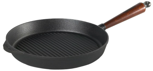 Grillpfanne aus Gusseisen mit Buchegriff von Skeppshult | Durchmesser: 28 cm Skeppshult Gusseisen Grillpfanne 28 cm Buchegriff